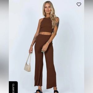 Princess Polly Marnie Chocolate Brown Two Piece Set
